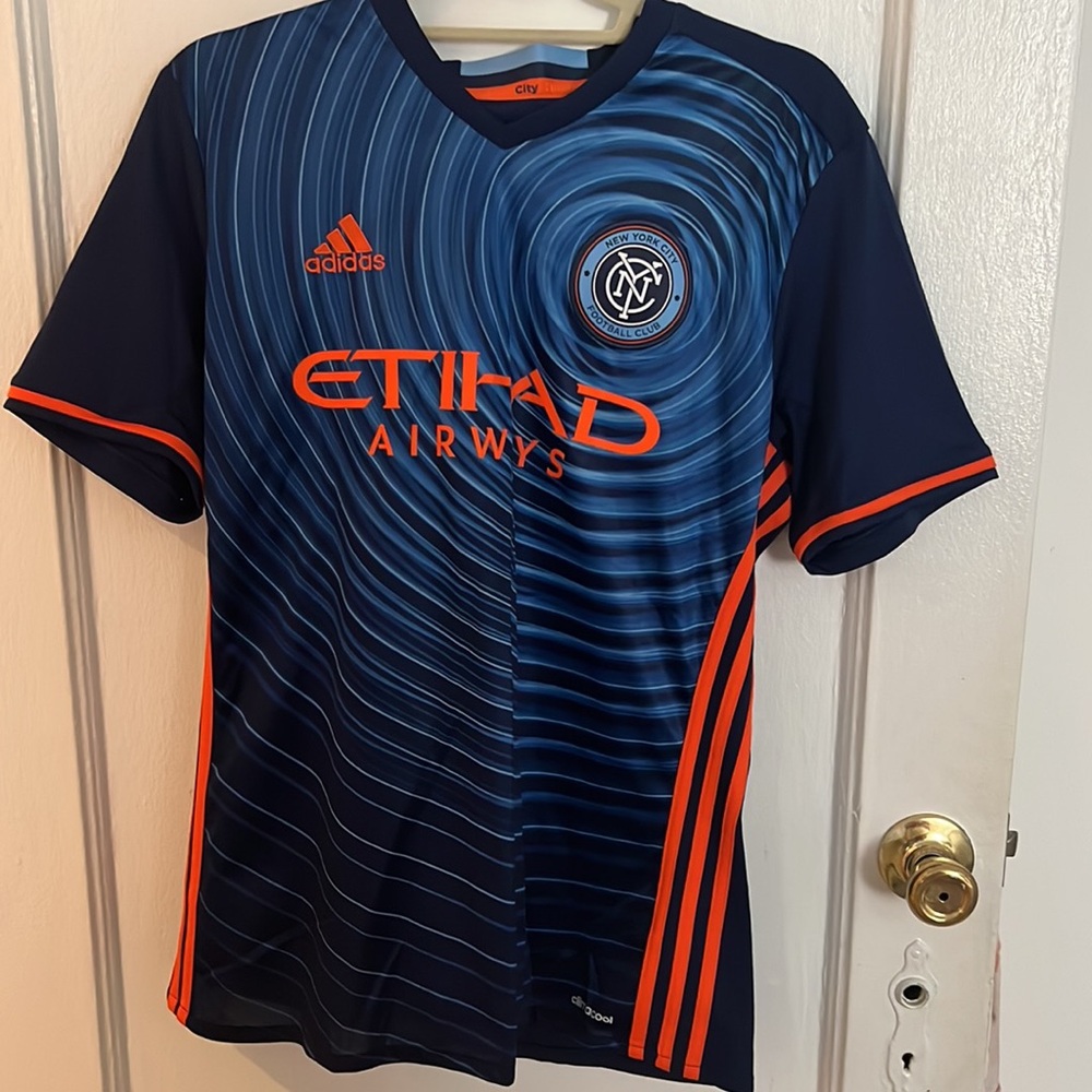 Adidas NYCFC Navy and Orange Soccer Jersey Pirlo
